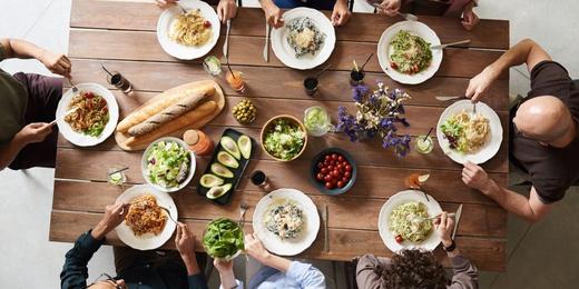 A shared meal at a table