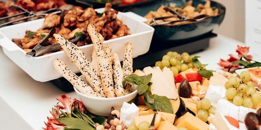 A catering buffet spread