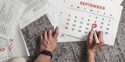 A calendar marking a renewal date